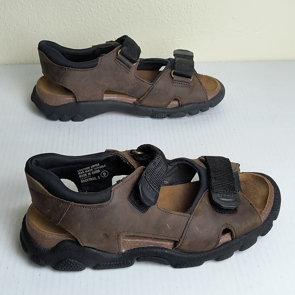 Earth Shoe RockTrail 2 Brown Hiking Sandals Hook & Loop  Straps Men's Size 9